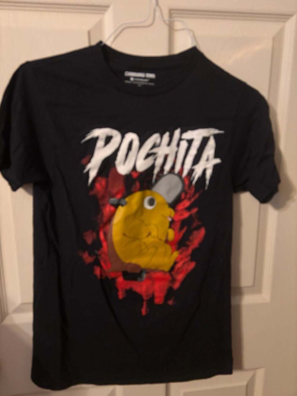 Chainsaw Man Crunchyroll Pochita Metal Black Graphic T-Shirt Size S